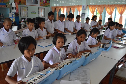 โครงการวงดนตรีต้นแบบนำร่องเพื่อเด็กและเยาวชน วงขลุ่ยรีคอร์เดอร์และวงเมโลเดียน โรงเรียนวัดสุวรรณาราม จังหวัด นครปฐม